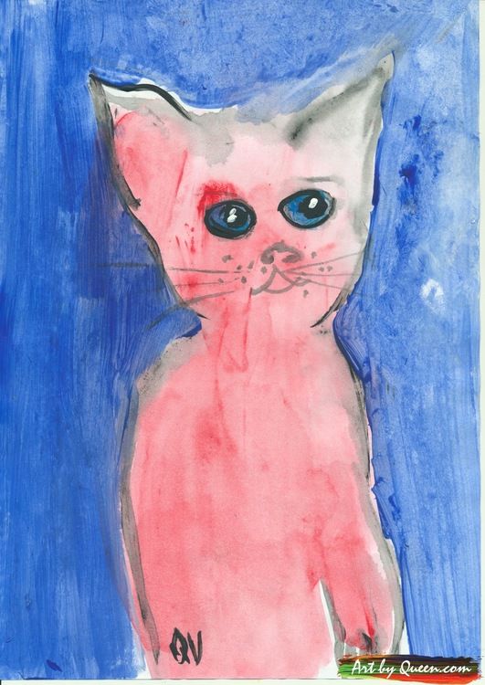 En gullig katt i rosa