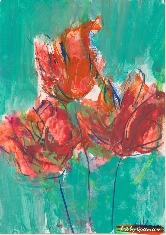 Blommande tre tulpaner