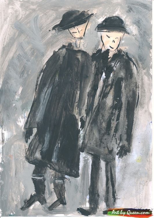 Kvinnan och mannen på kvällspromenad