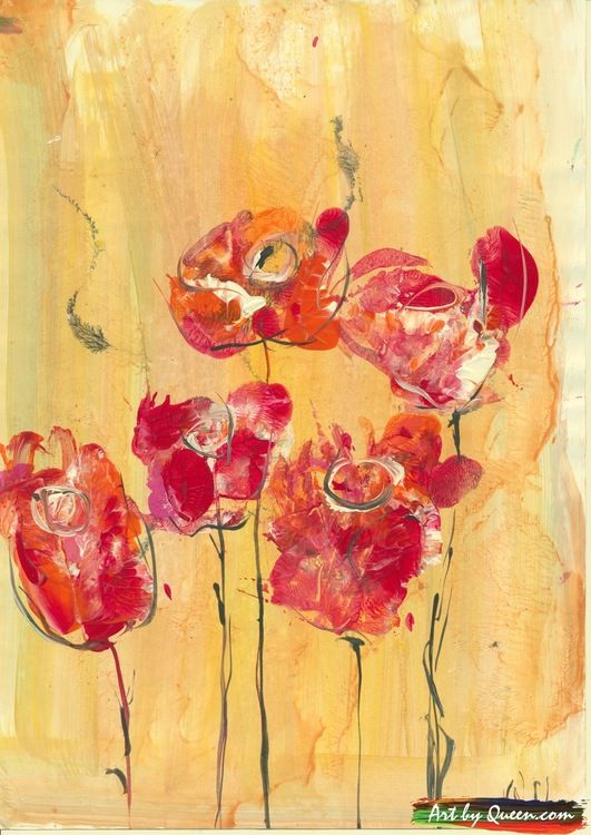 Fem rosor blommar