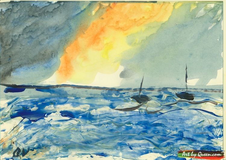 Två segelbåtar vid horisonten