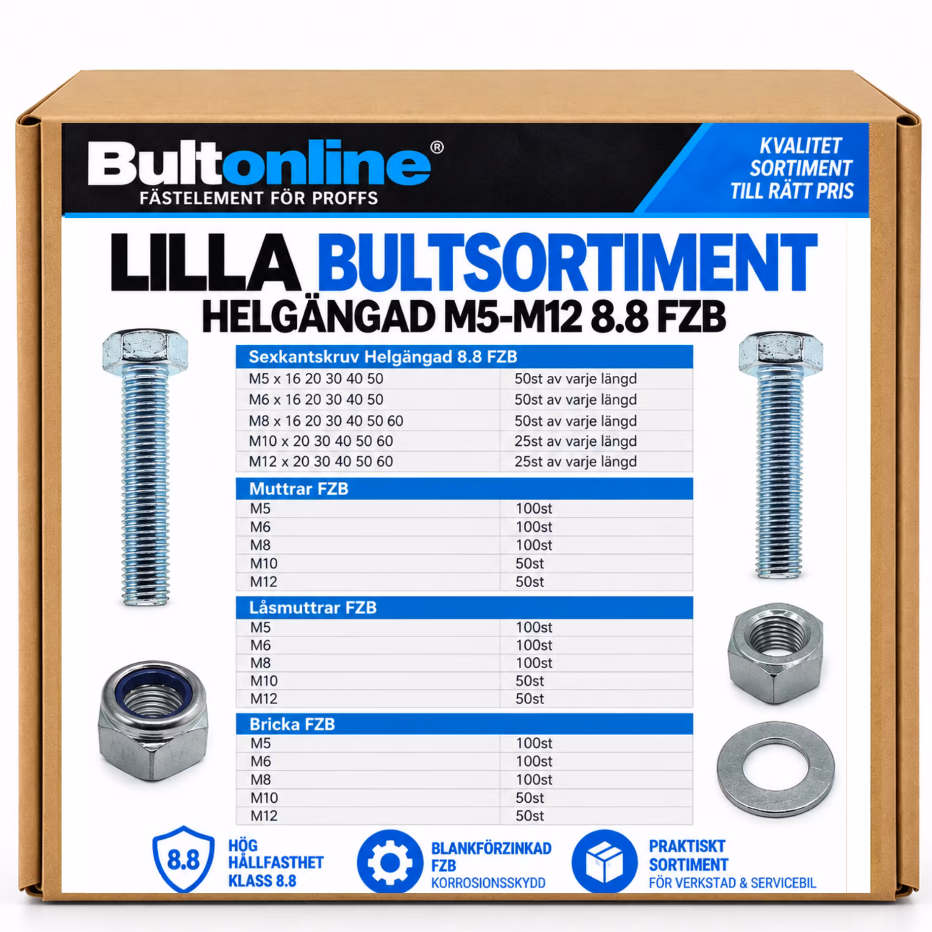 Lilla bultsortimentet Helgängat M5-M12 25KG + Borrsats 92 delar på köpet!