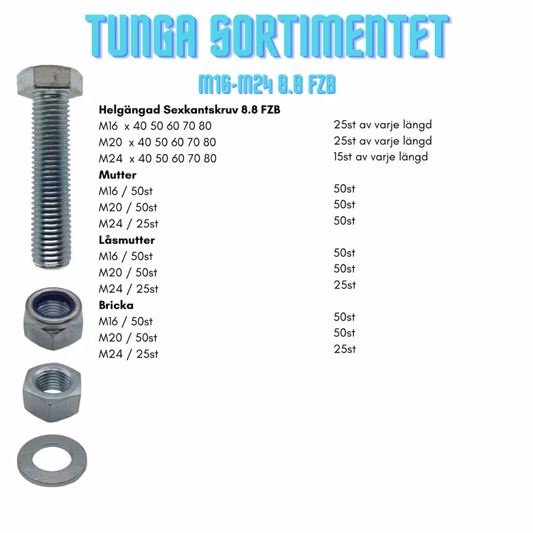Skruv sortiment M16-M24