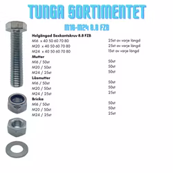 Mellan bultsortimentet Helgängad M16-M24 FZB