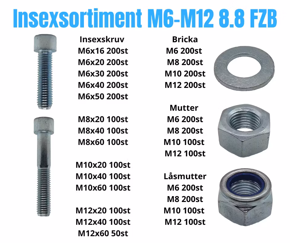 Insexsortiment M6-M12 8.8 FZB 40kg!