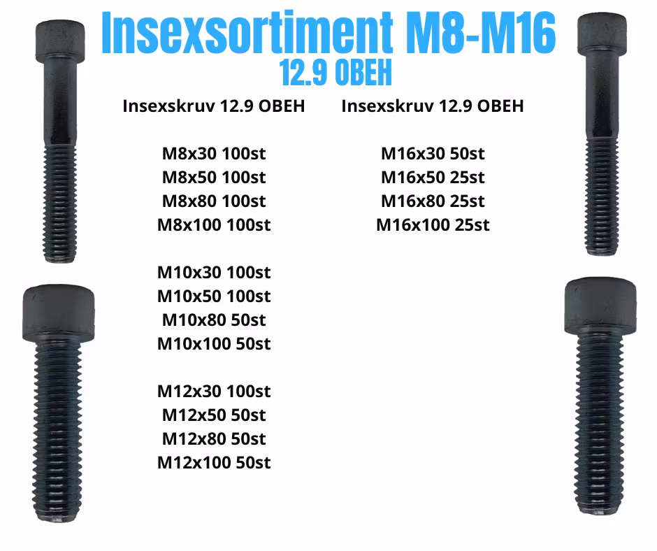 Insexsortiment M8-M16 12.9 Obeh 55KG!