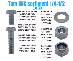 Tum UNC sortiment 1/4-1/2 8.8 FZB 40KG!