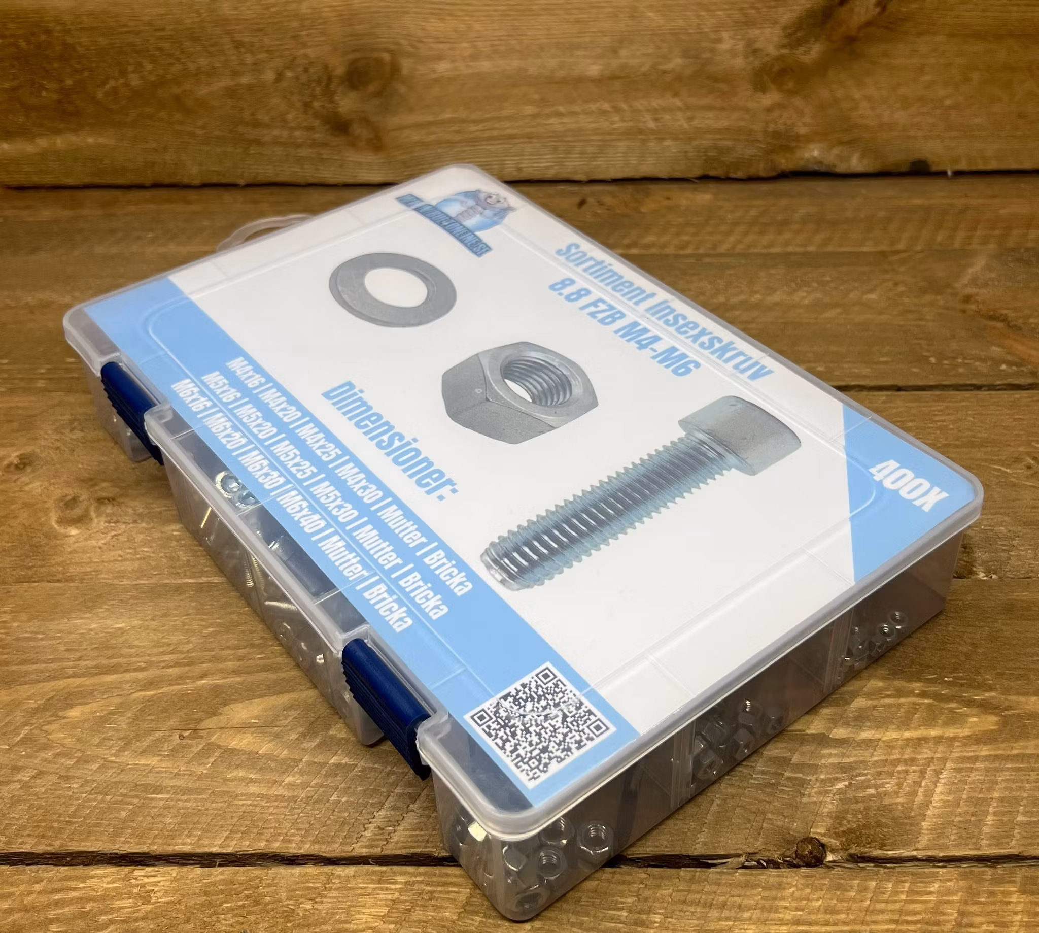 Sortiment Insexskruv 8.8 FZB M4-M6 400 Delar