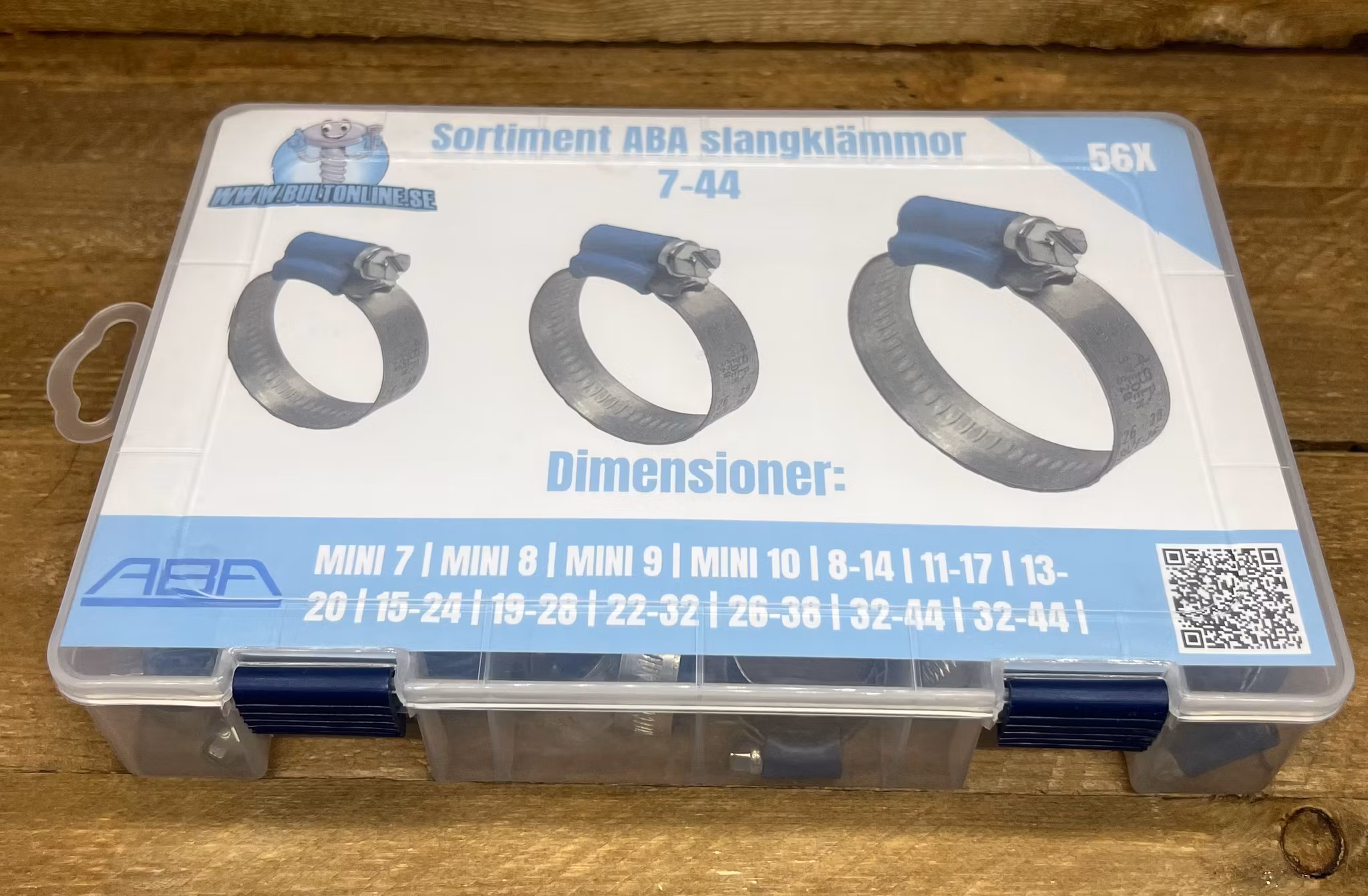 Sortiment ABA slangklämmor 7-44 56 Delar