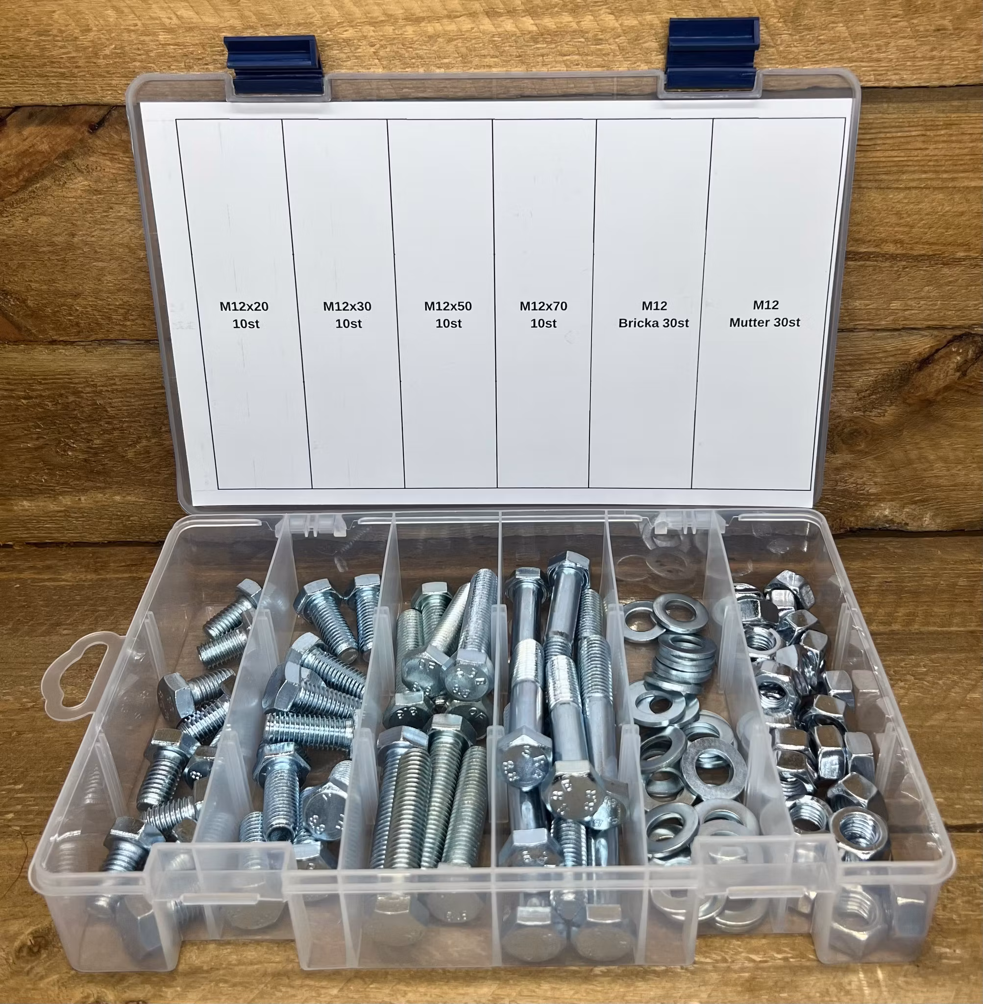 Sortiment Sexkantkruv 8.8 FZB M12 100 Delar