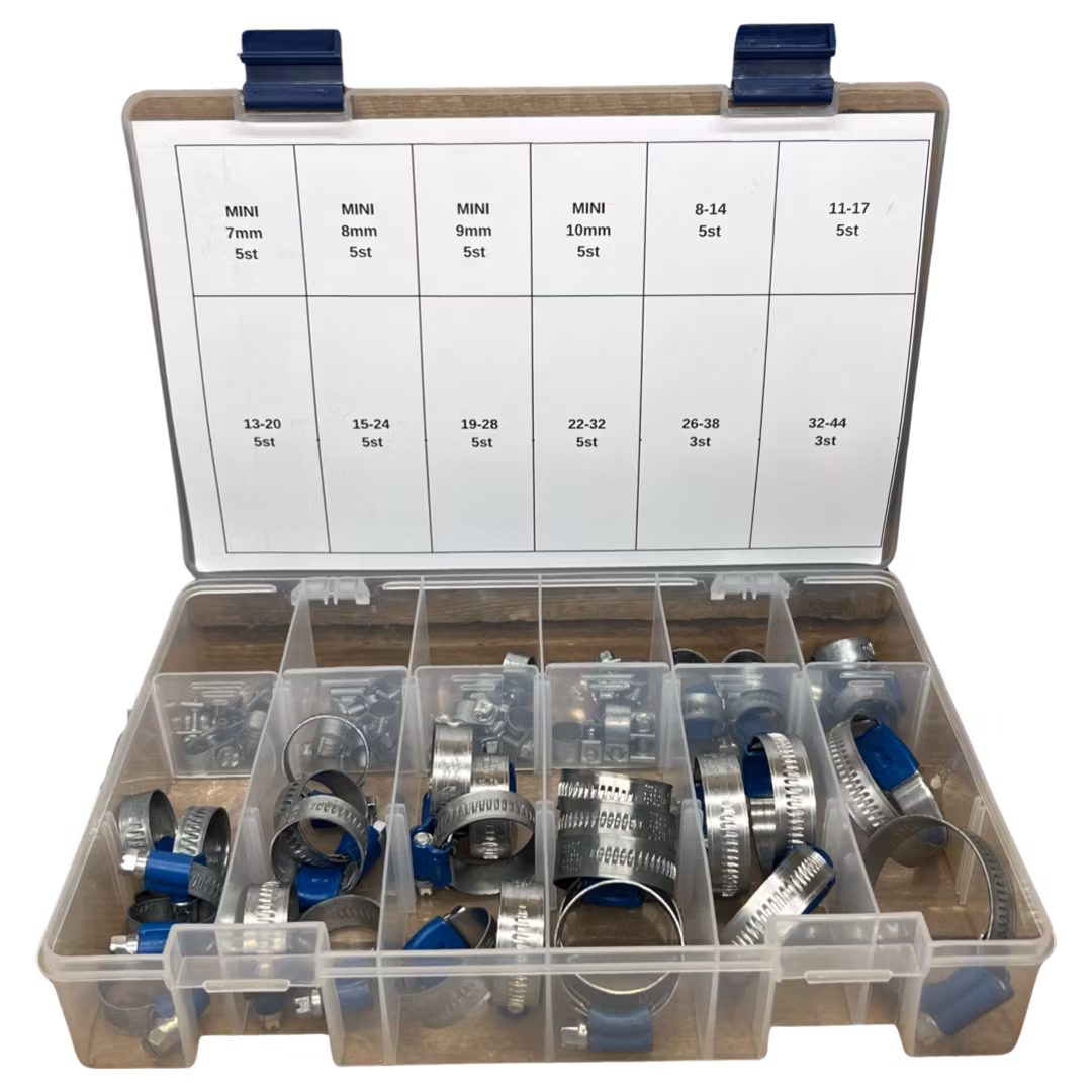 Sortiment ABA slangklämmor 7-44 56 Delar