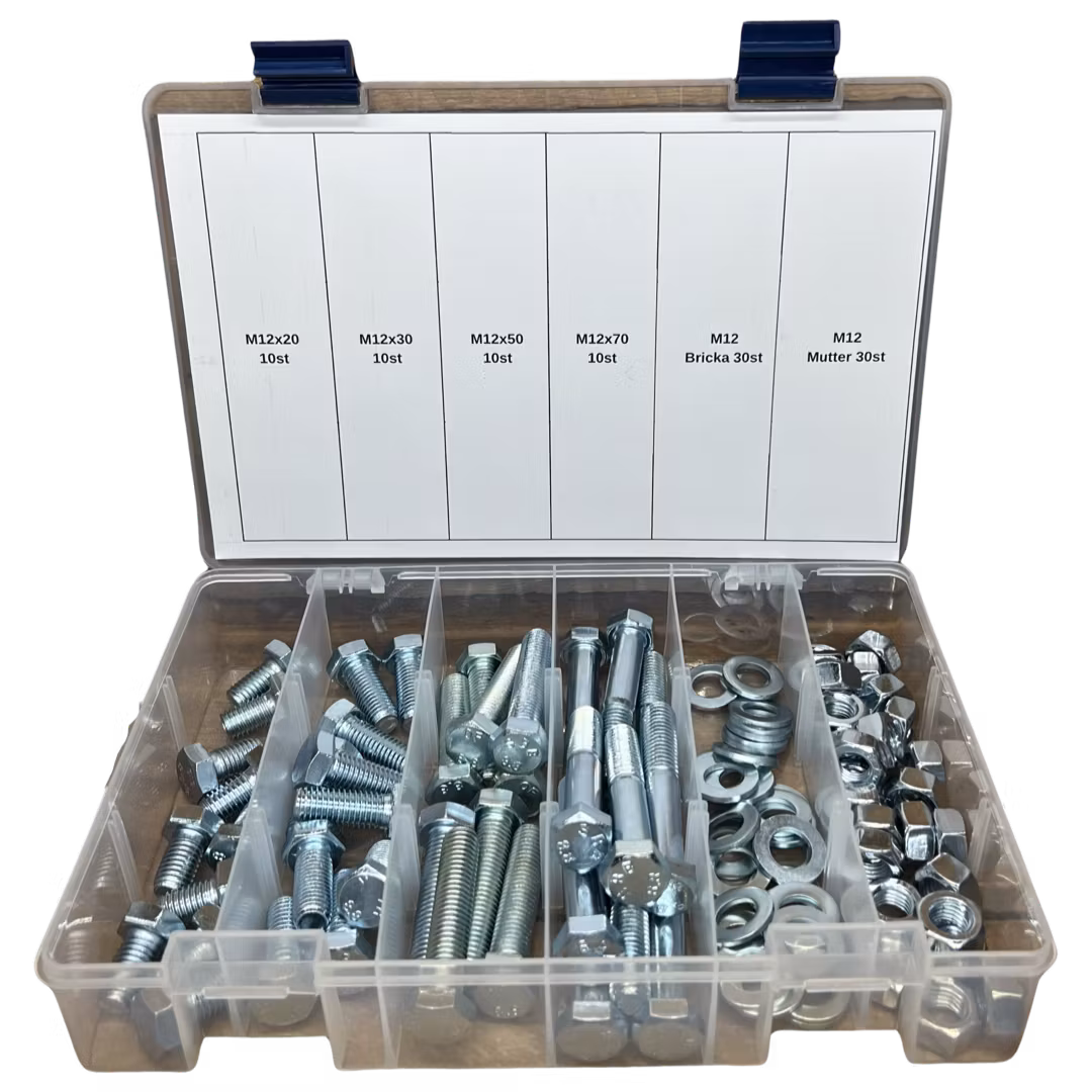 Sortiment Sexkantkruv 8.8 FZB M12 100 Delar