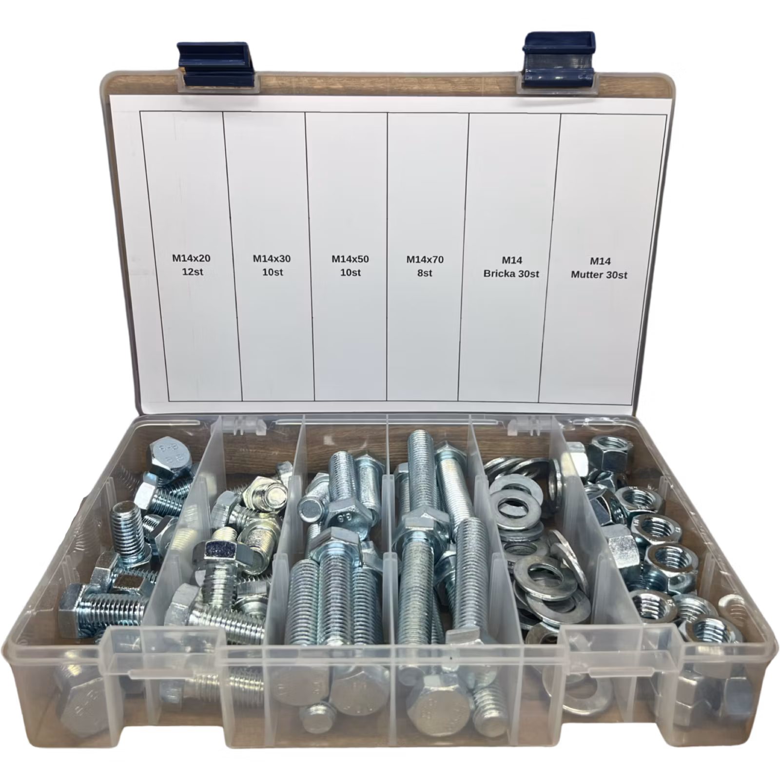 Sortiment Sexkantskruv 8.8 FZB M14 100 Delar