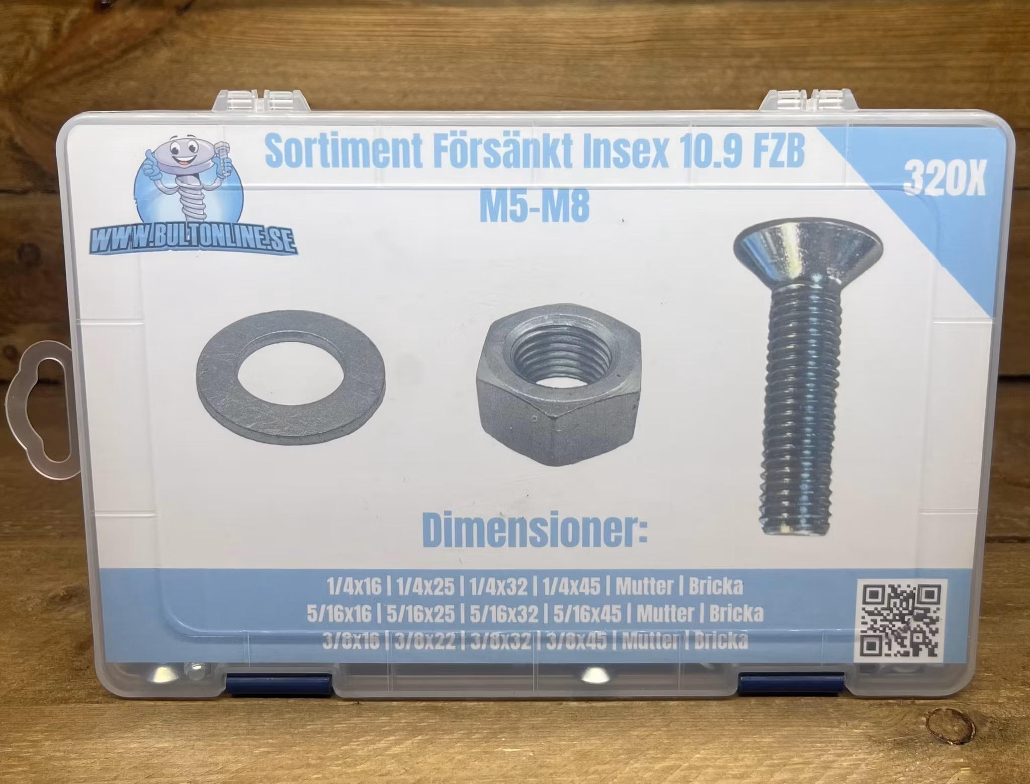 Sortiment Försänkt Insexskruv 10.9 FZB M5-M8 320 Delar