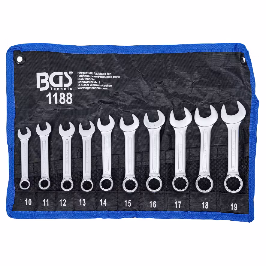 Blocknyckelsats extra kort 10 - 19 mm 10 delar