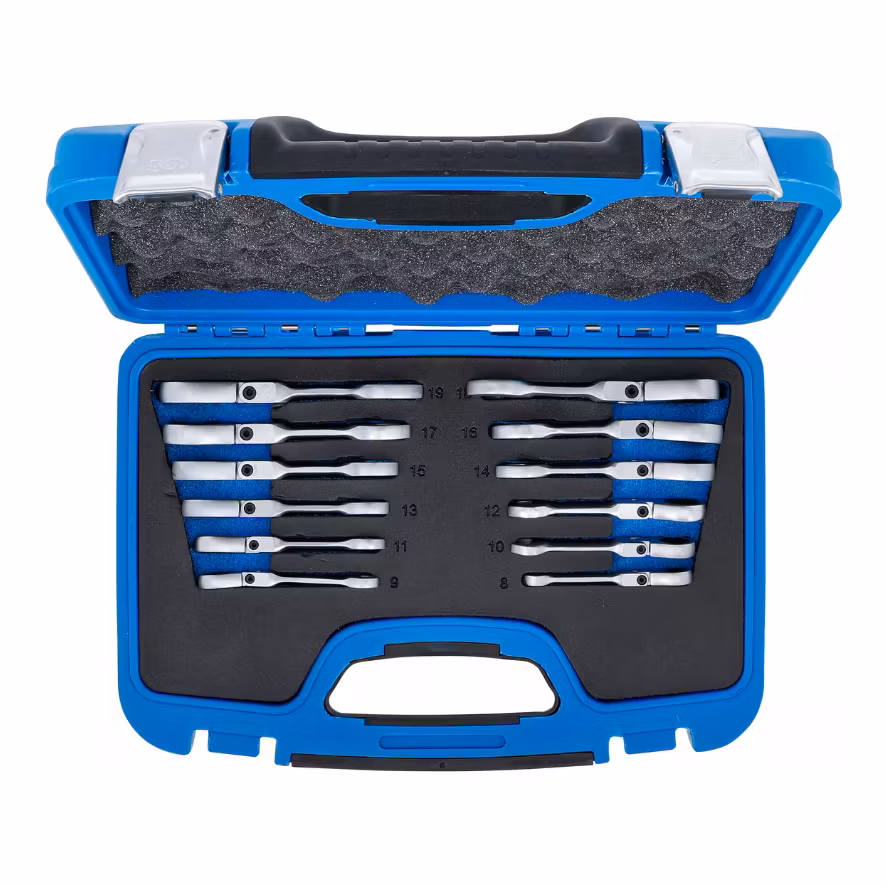 Spärrnycklar kort vinkelbar 8 - 19 mm 12 delar