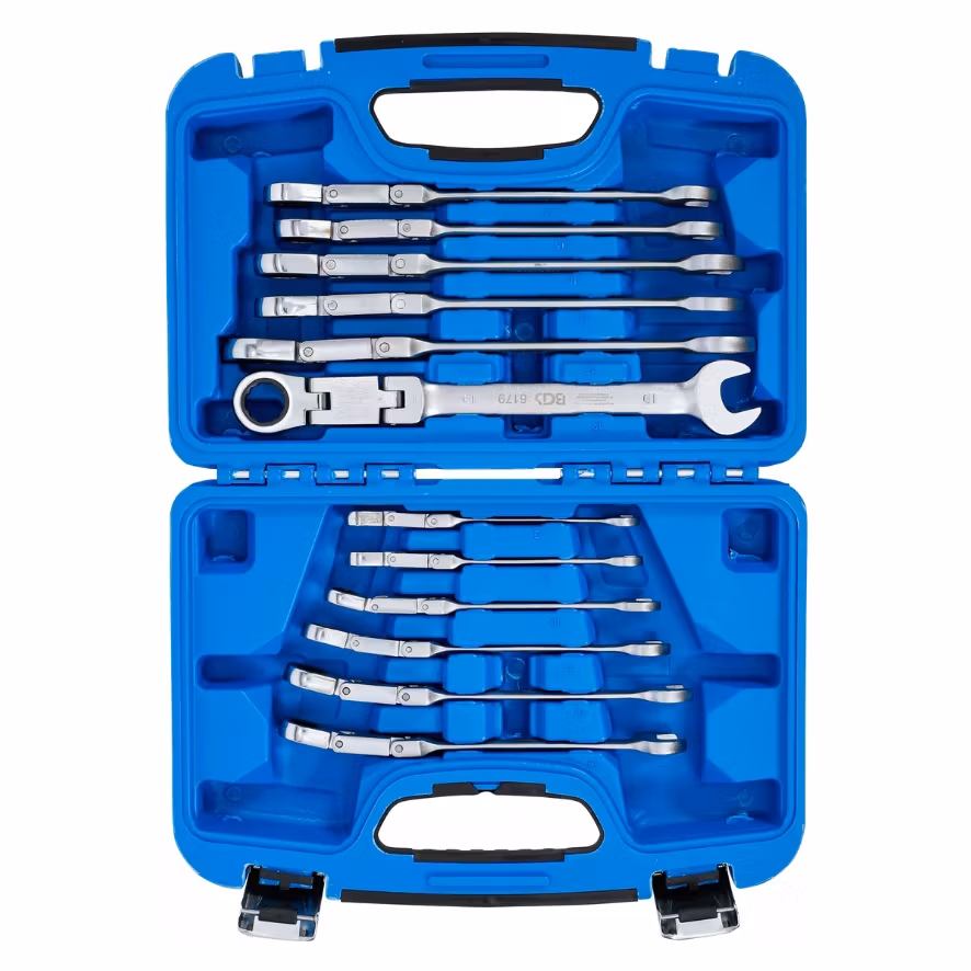 Spärrnycklar Dubbelledad vinkelbar 8 - 19 mm 12 delar