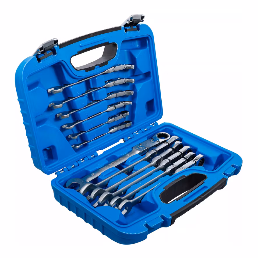 Spärrnycklar Dubbelledad vinkelbar 8 - 19 mm 12 delar