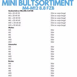 Mini Bultsortiment M4-M12 8.8 FZB