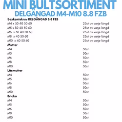 Mini bultsortiment delgängat M4-M10 FZB