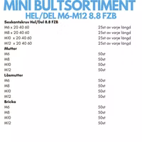 Mini Bultsortiment M6-M12 8.8 FZB