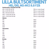 Lilla bultsortiment M5-M12 FZB