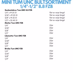 Mini tumsortiment UNC 1/4"-1/2" FZB