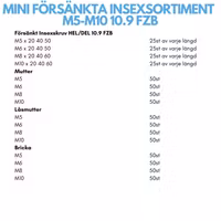 Mini Försänkt Insexskruv M5-M10 FZB