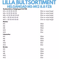 Lilla bultsortimentet helgängat  M5-M12 FZB