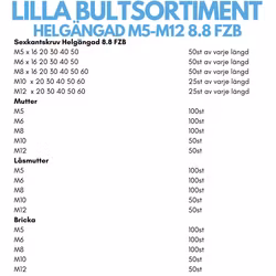Lilla bultsortimentet helgängat  M5-M12 FZB