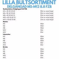 Lilla bultsortimentet delgängat M5-M12 FZB