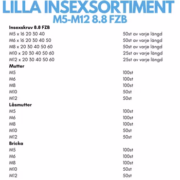 Lilla insexsortimentet M5-M12 8.8 FZB