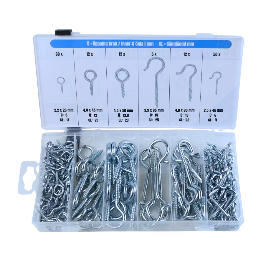 Skruvkrokar & -öglor 151 delar