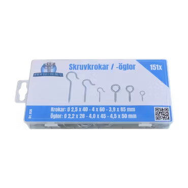 Skruvkrokar & -öglor 151 delar