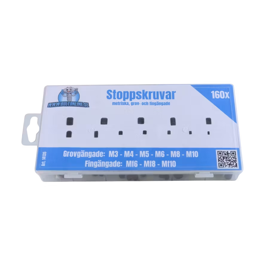 Stoppskruvar, METRISKA GROV/FIN 160 delar