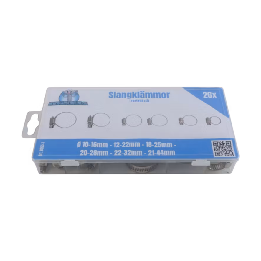 Slangklämmor, rostfria 26 delar