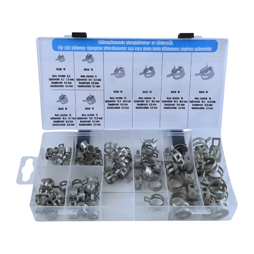 Fjäderslangklämmor 80 delar