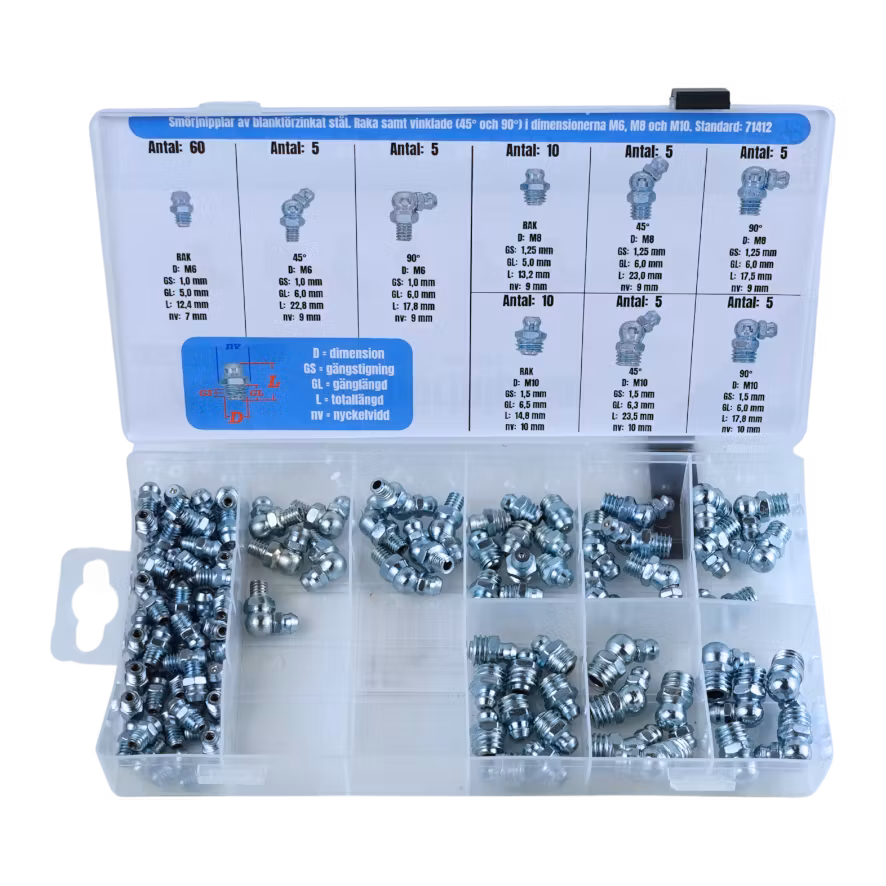 Smörjnipplar, METRISKA 110 delar