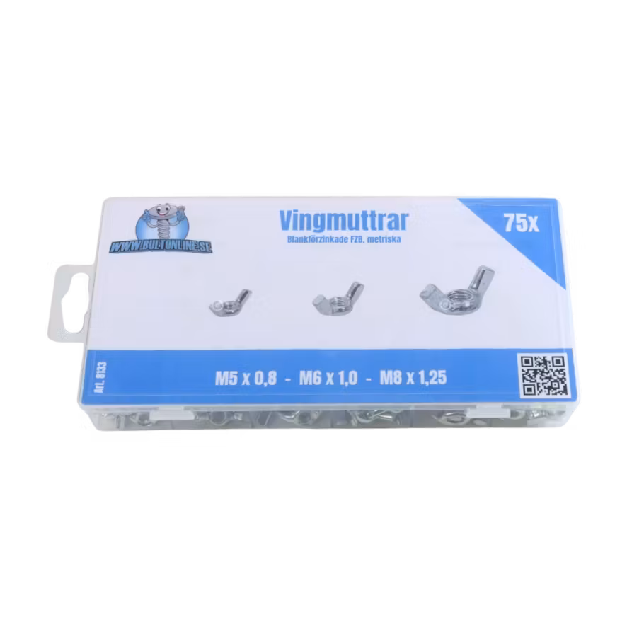 Vingmuttrar, M5-M8 75 delar