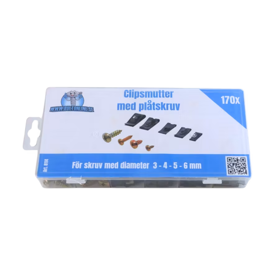 Clipsmutter med plåtskruv 170 delar