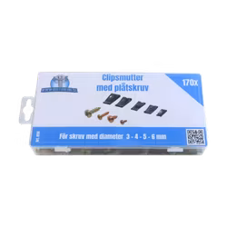 Clipsmutter med plåtskruv 170 delar