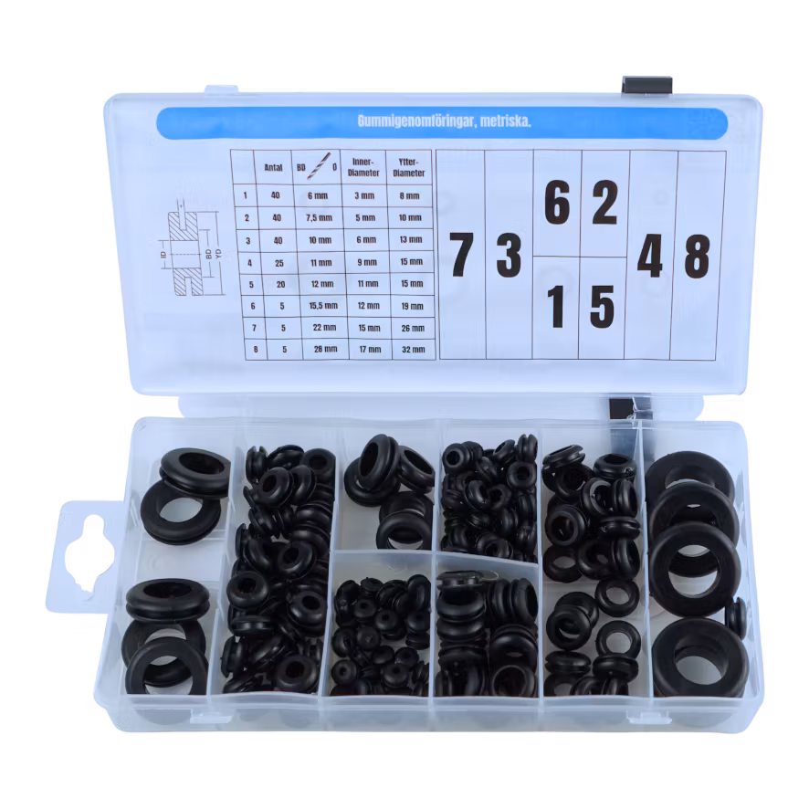 Gummigenomföringar METRISKA 180 delar