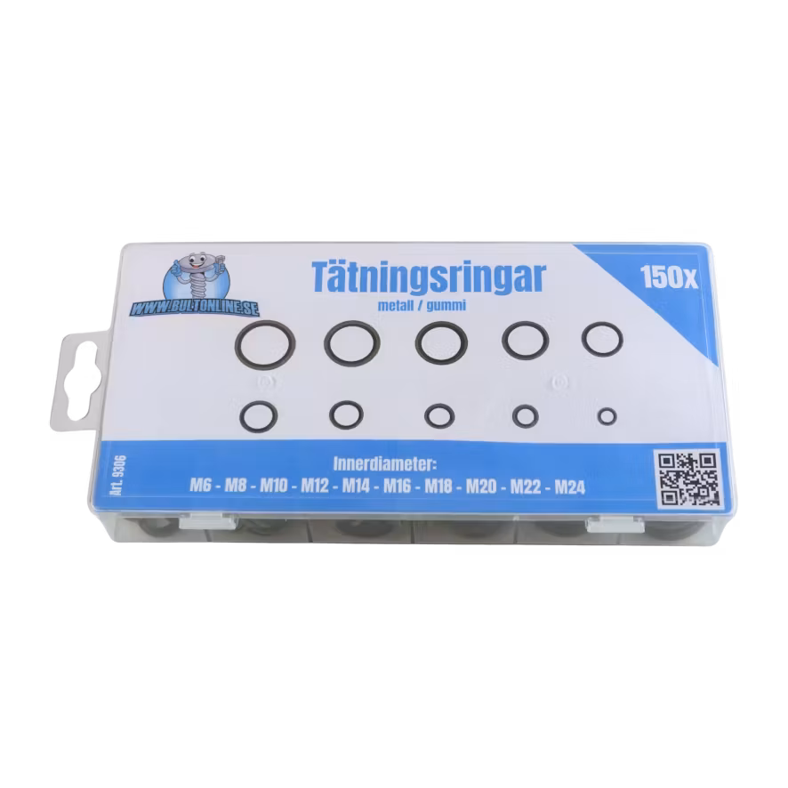 Tätningsringar, metall/gummi 150 delar