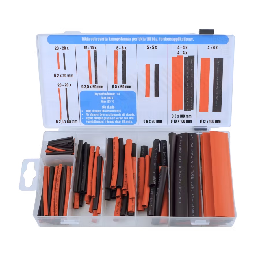 Krympslangar, röda/svarta 150 delar