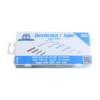 Skruvkrokar, -öglor + pluggar 125 delar