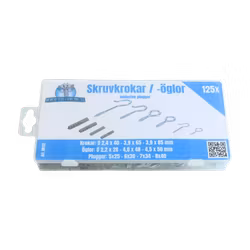 Skruvkrokar, -öglor + pluggar 125 delar