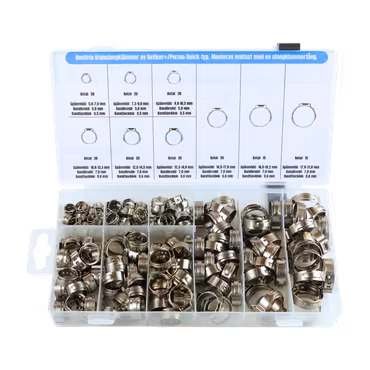 Öronslangklämmor, 1-örade, rostfria 170 delar