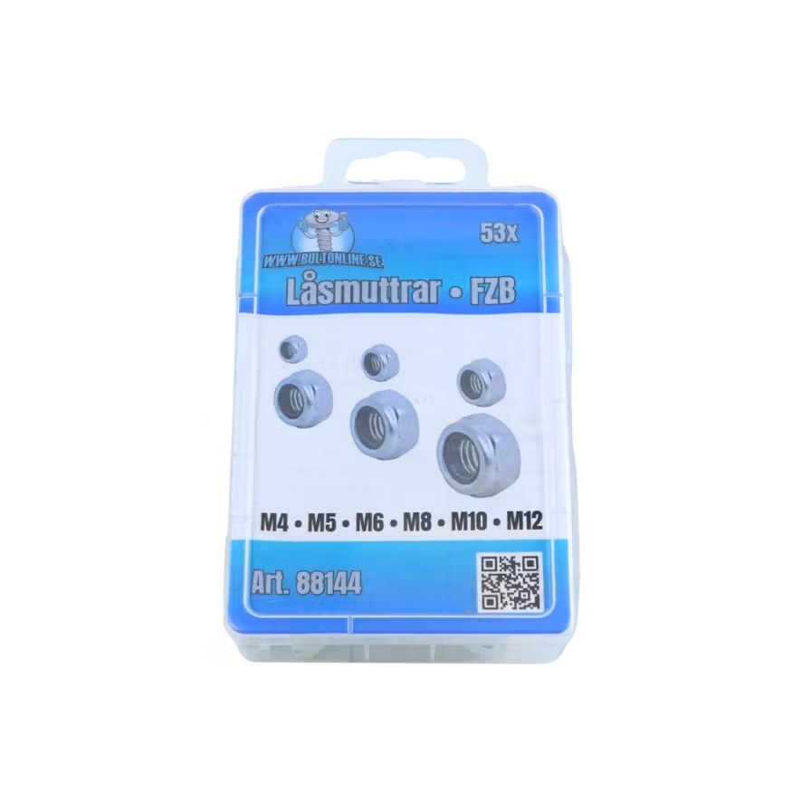 Låsmuttrar, sexkant, FZB M4-M12 53 delar