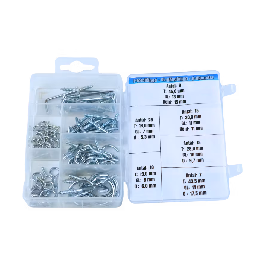 Skruvkrokar & -öglor 80 delar