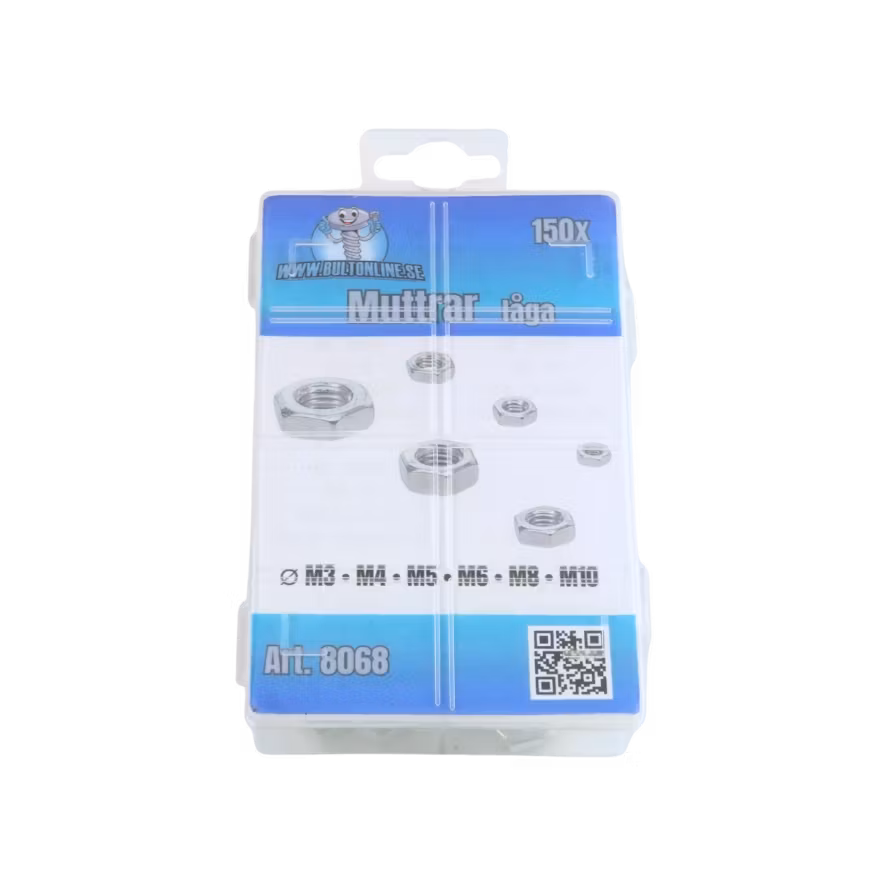 Muttrar, låga sexkant, FZB M3-M10 150 delar